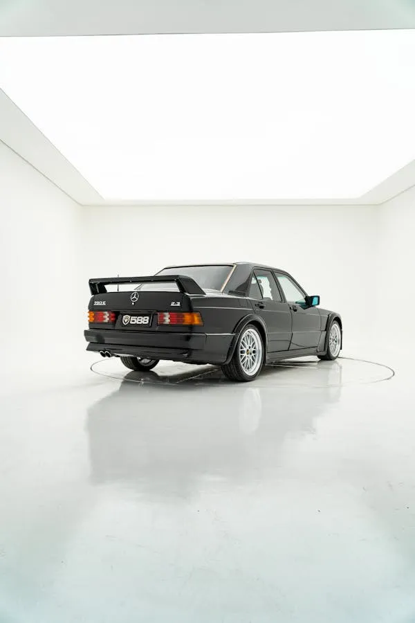 Studio Shot of Black Classic Mercedes from Rear Angle image