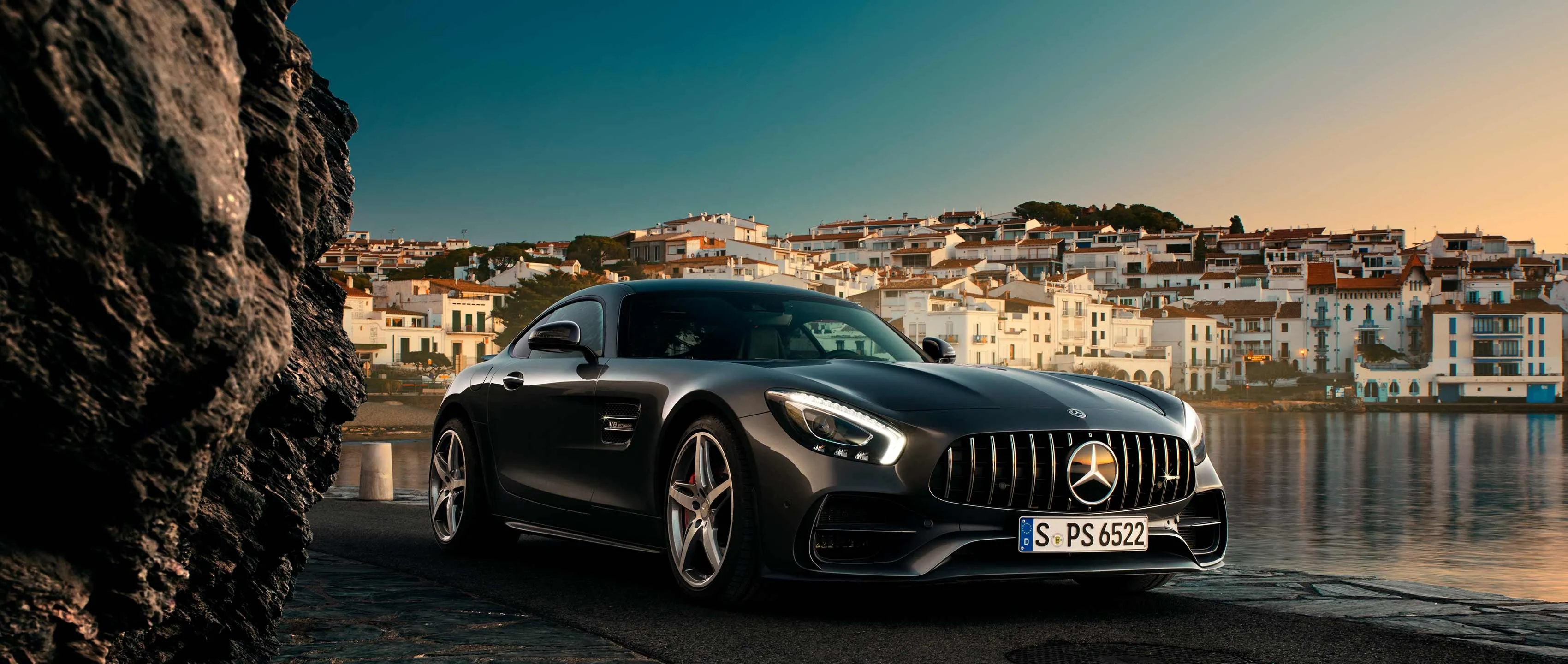 Stunning Mercedes AMG Parked Near the Cliffside at Sunset