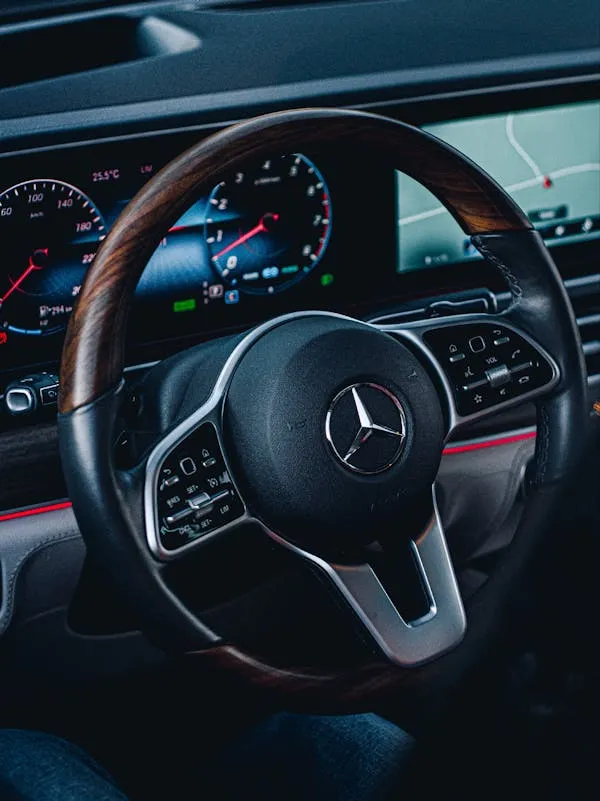 Stunning view of Steering Wheel and Dashboard of Mercedes Benz