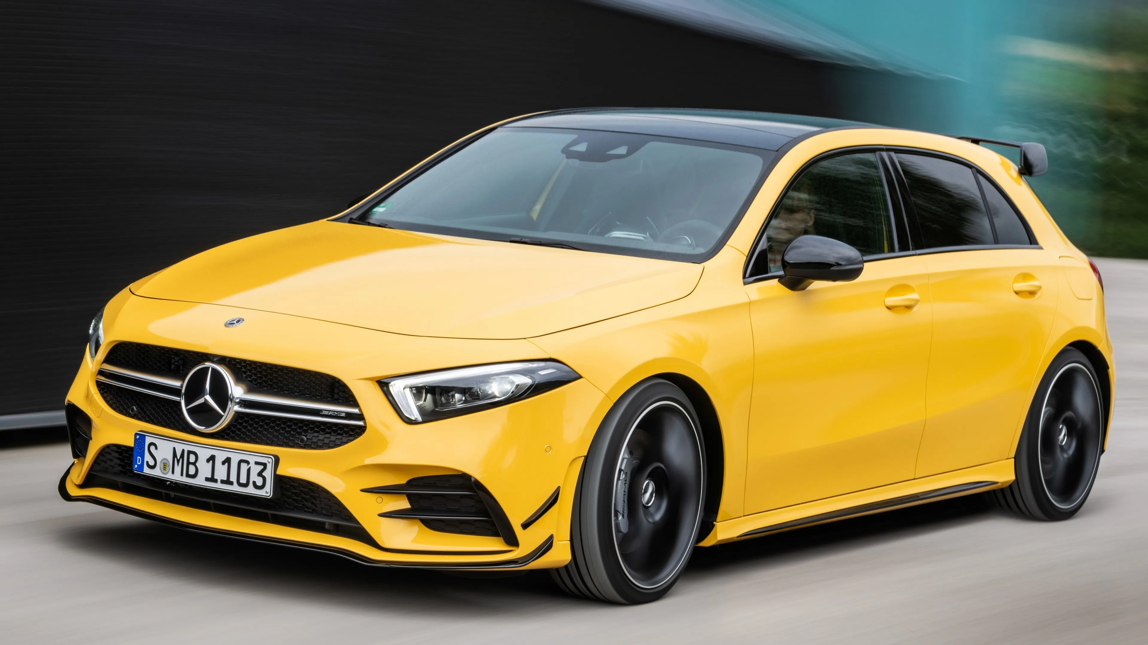 Stunning Yellow Mercedes Benz Hatchback with Sporty Design