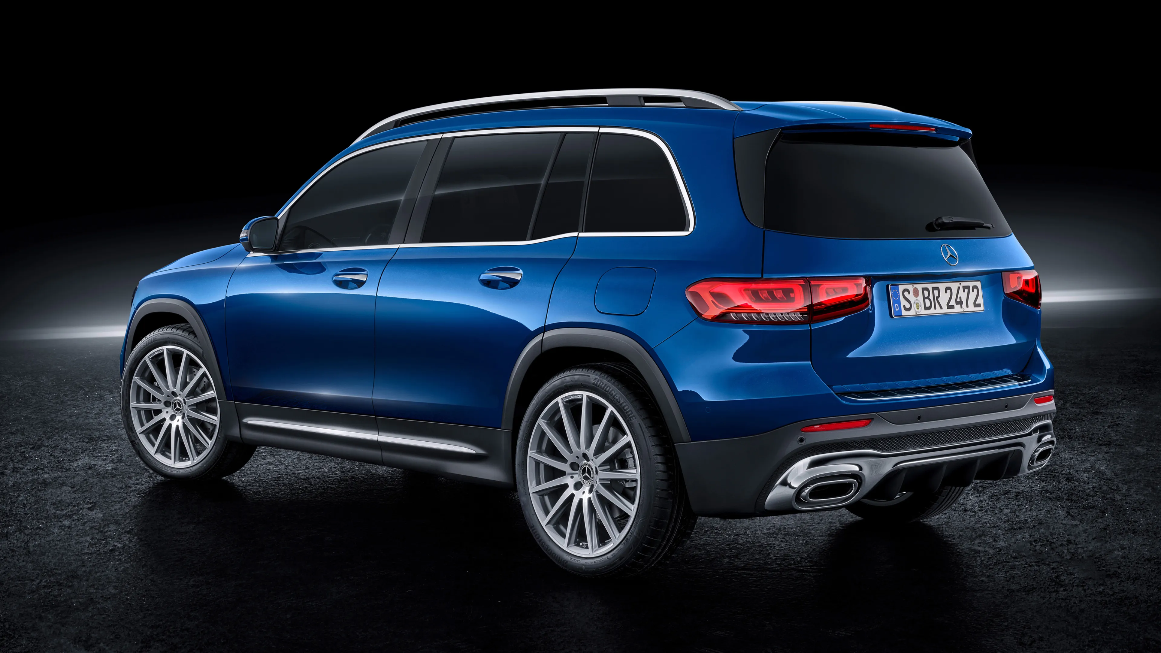 Stylish Blue Mercedes Benz SUV Displayed on Dark Background