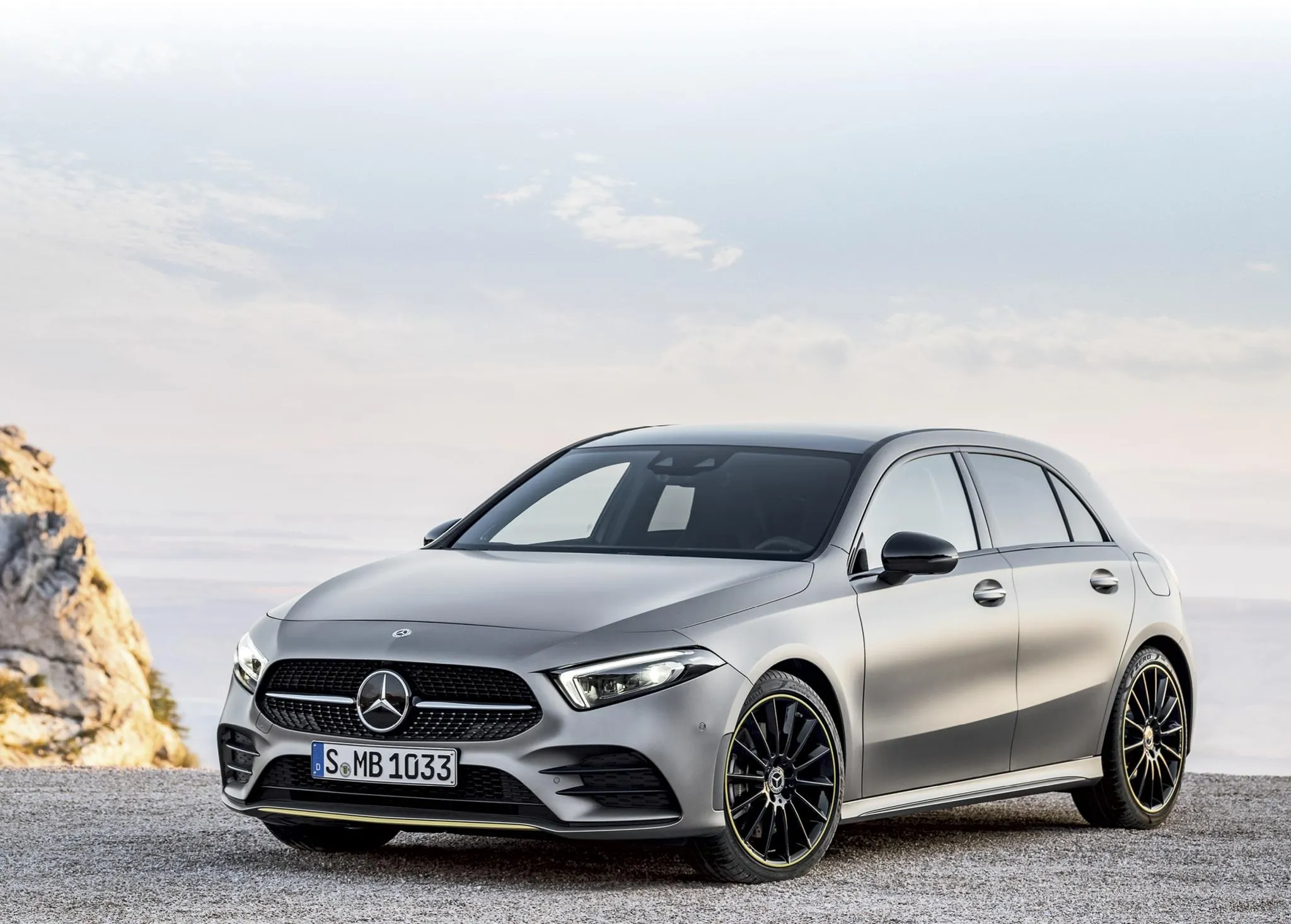 Stylish Mercedes Benz Compact Car Outdoor Scene Wallpaper