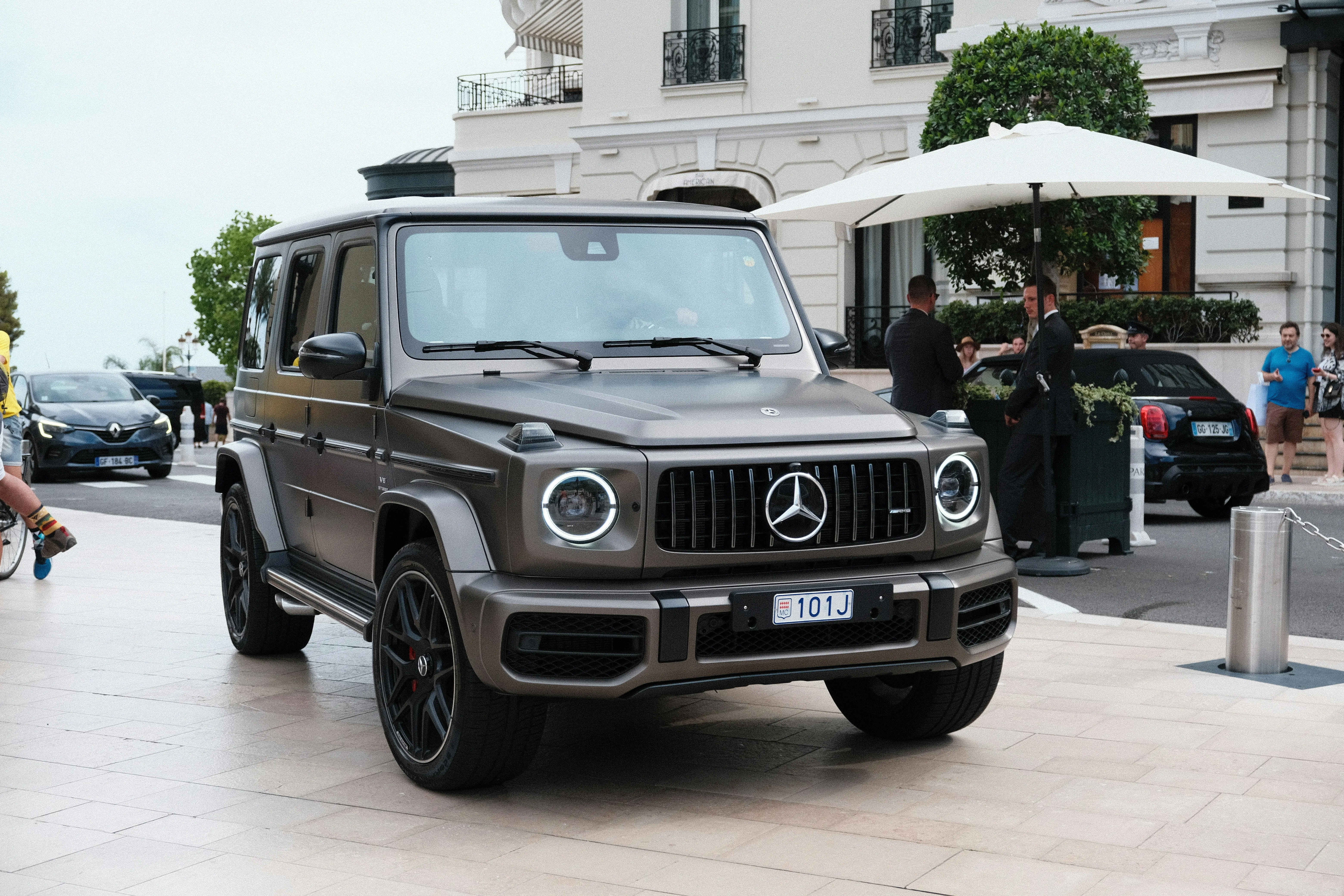 Stylish Mercedes Benz G Wagon Parked Near Luxury Hotel