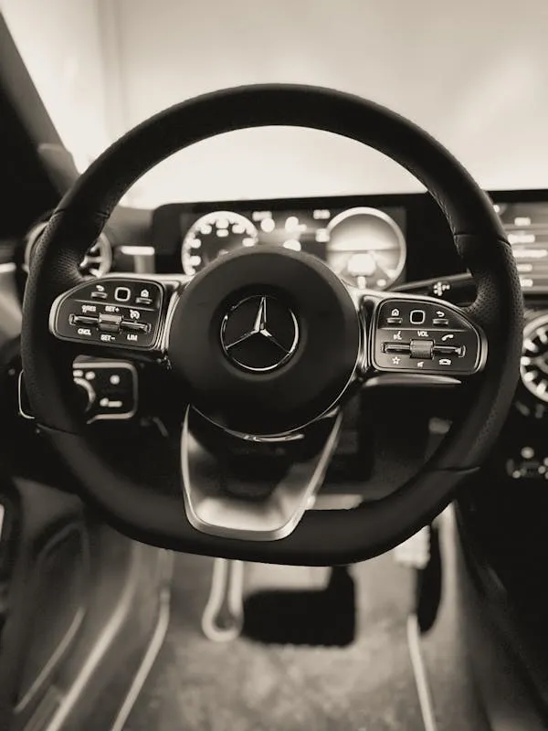 Stylish Mercedes Benz Modern Steering Wheel and Dashboard