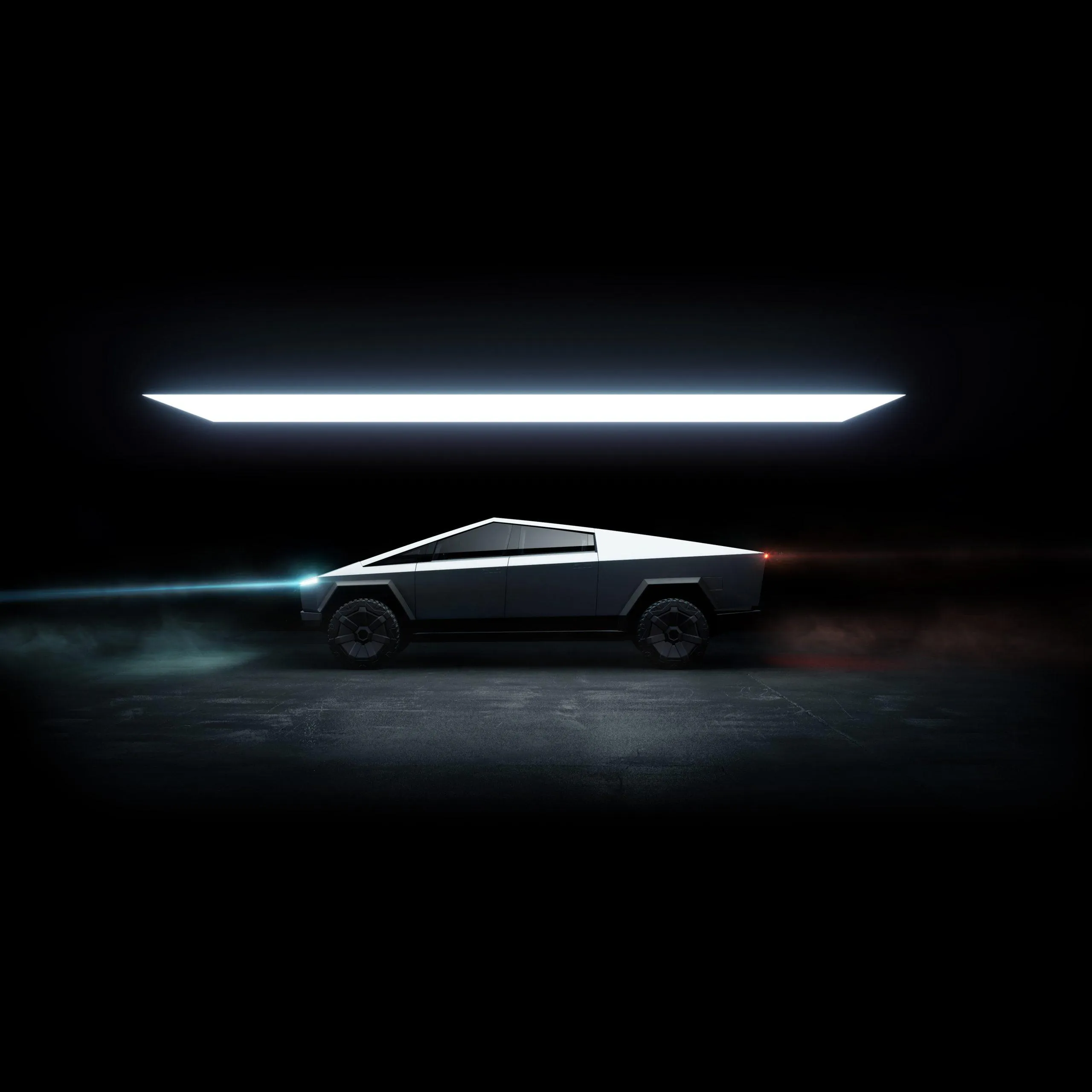 Tesla Cybertruck Side view in upper Light HD Image Download