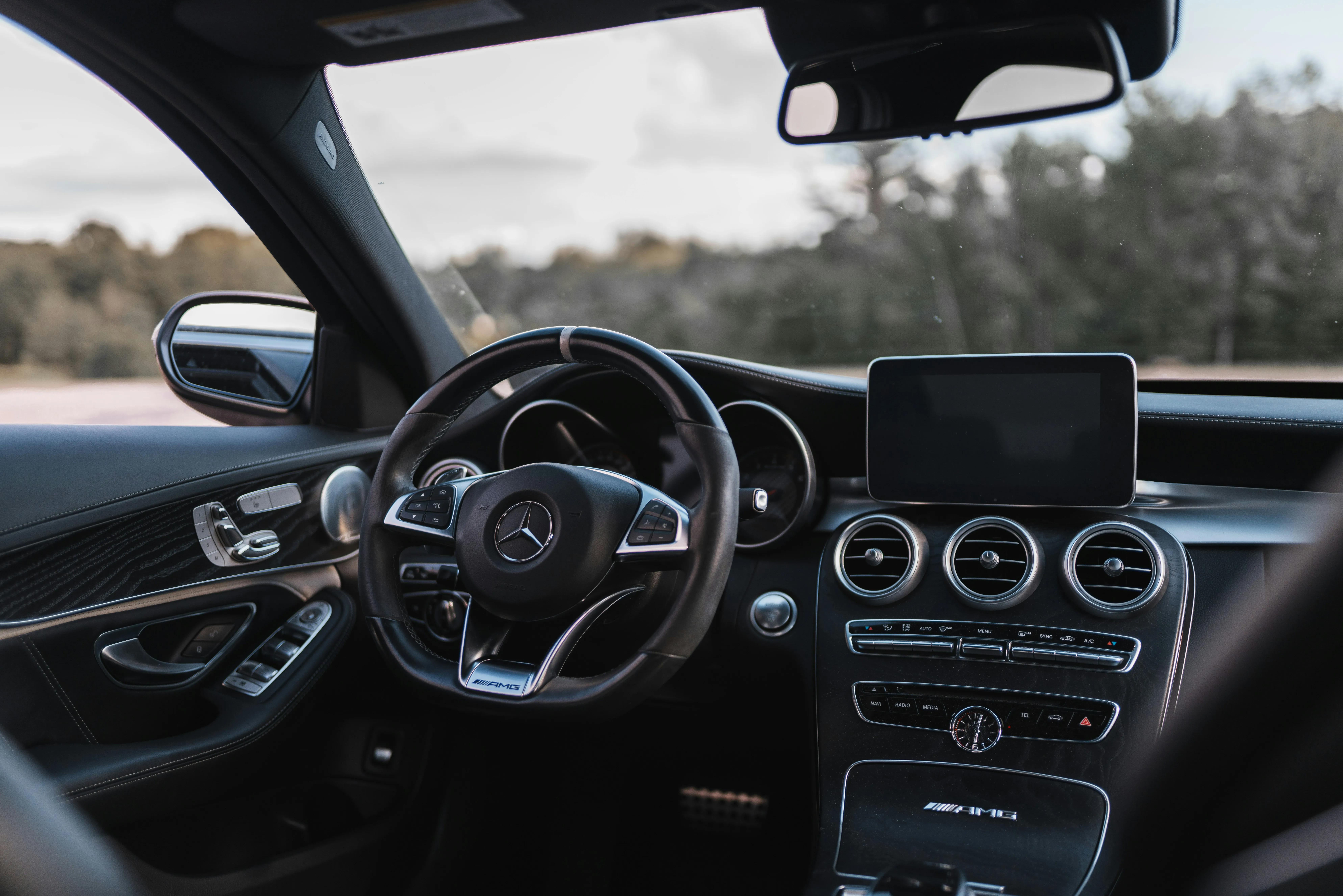 View of Mercedes Dashboard from Front Interior Wallpaper