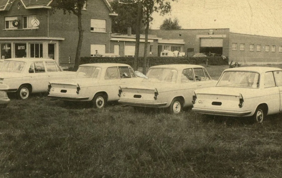 Vintage Bmw Cars Parked in Historic Black and White Image
