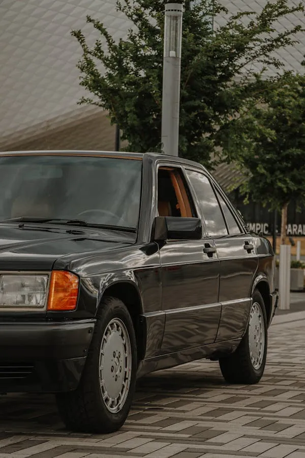 Vintage Mercedes Benz Parked Outside Residential Building