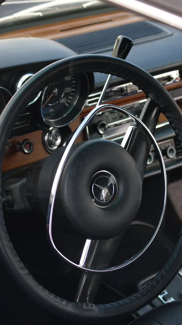 Vintage Mercedes Benz Steering Wheel with Classic Design