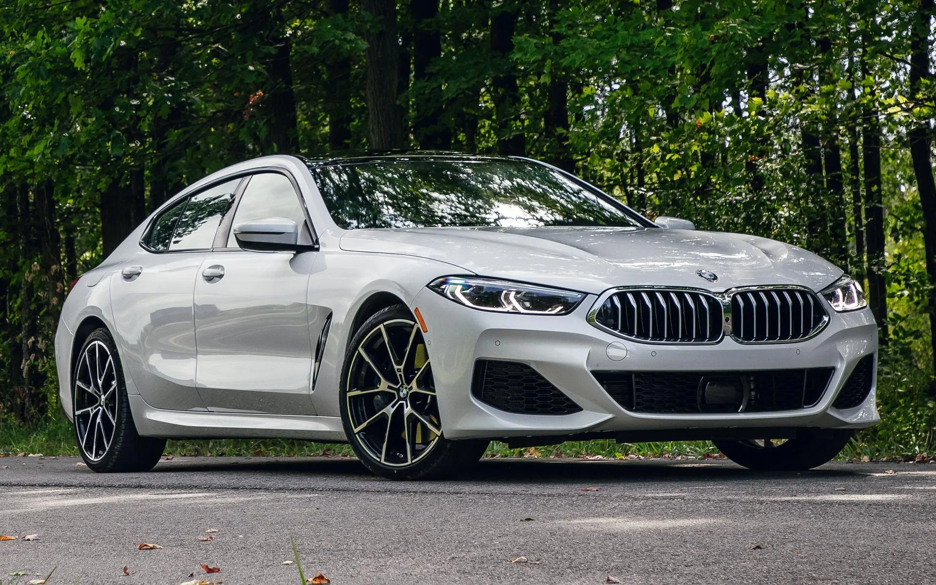 White Bmw Parked Beside Trees in a Peaceful Green Area