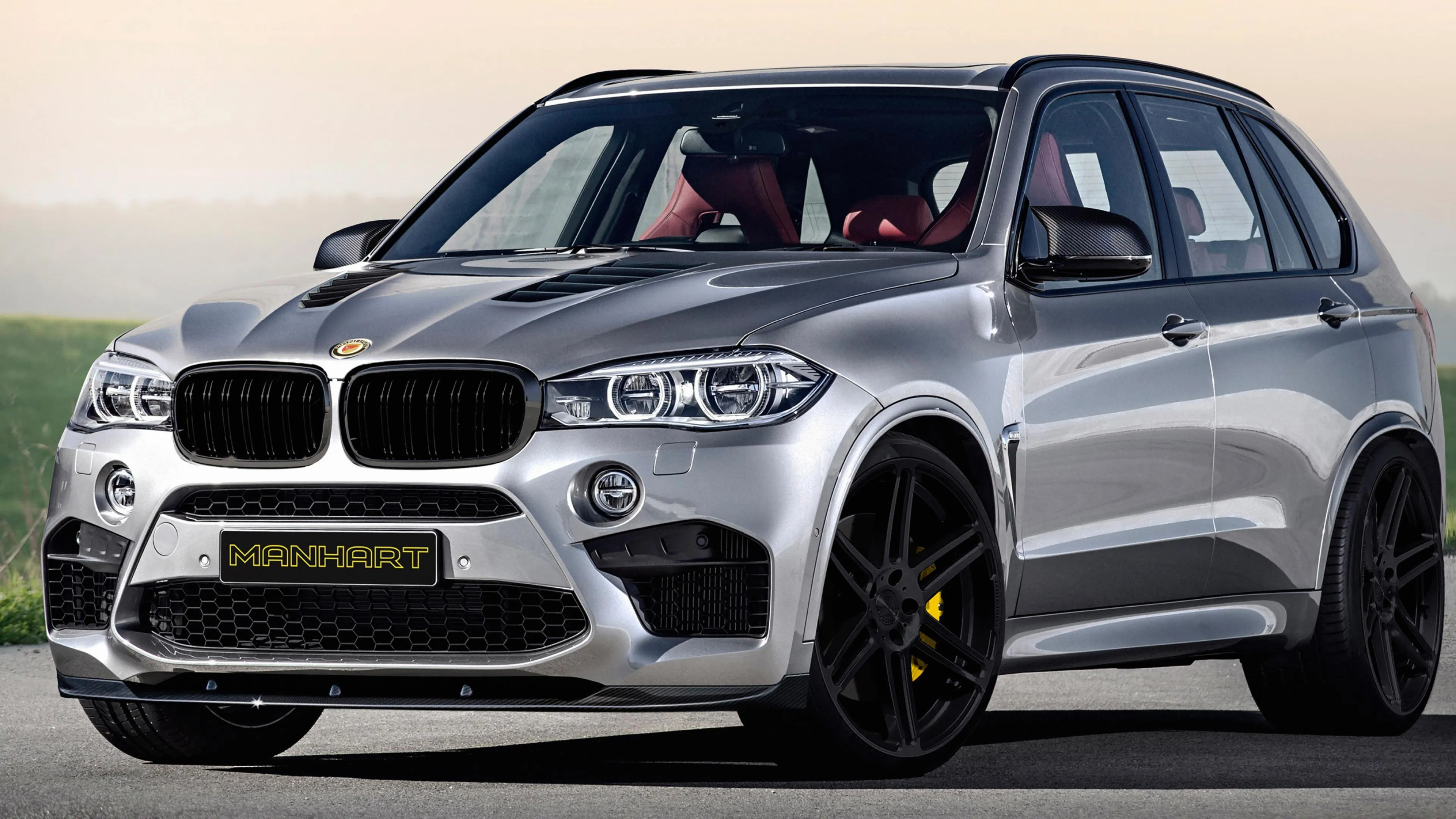 White Bmw Suv Posed in Studio with Warm Lighting Image