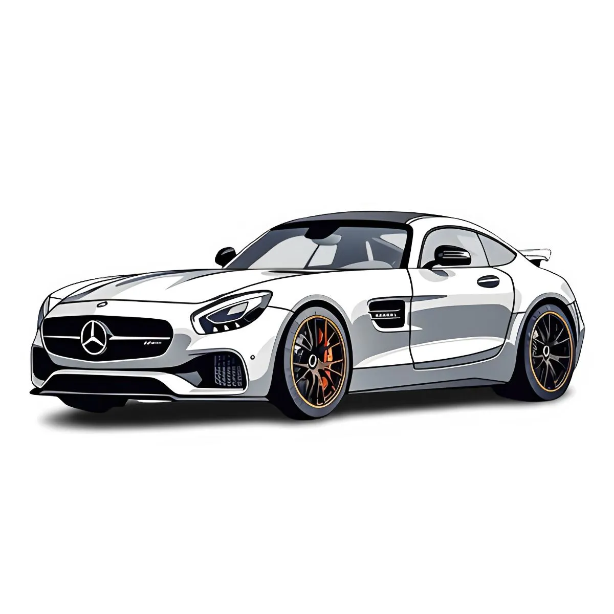White Mercedes AMG sports coupe on bright clean background