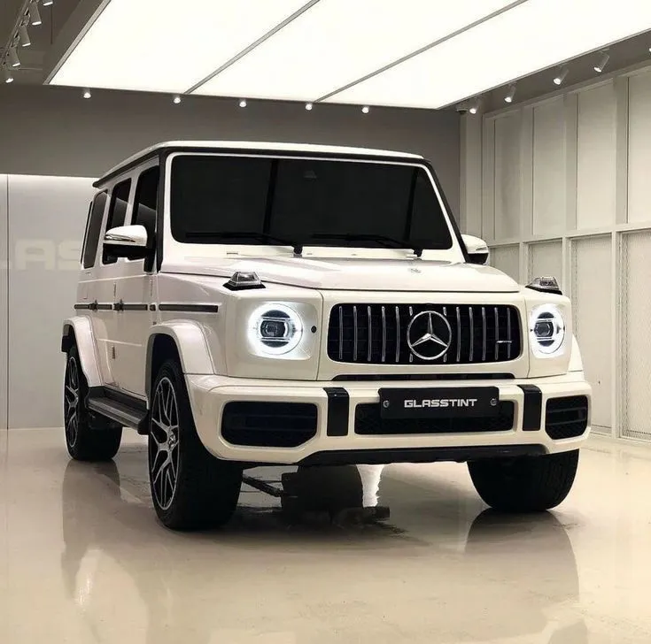 White Mercedes Benz G Class in Showroom Display Wallpaper