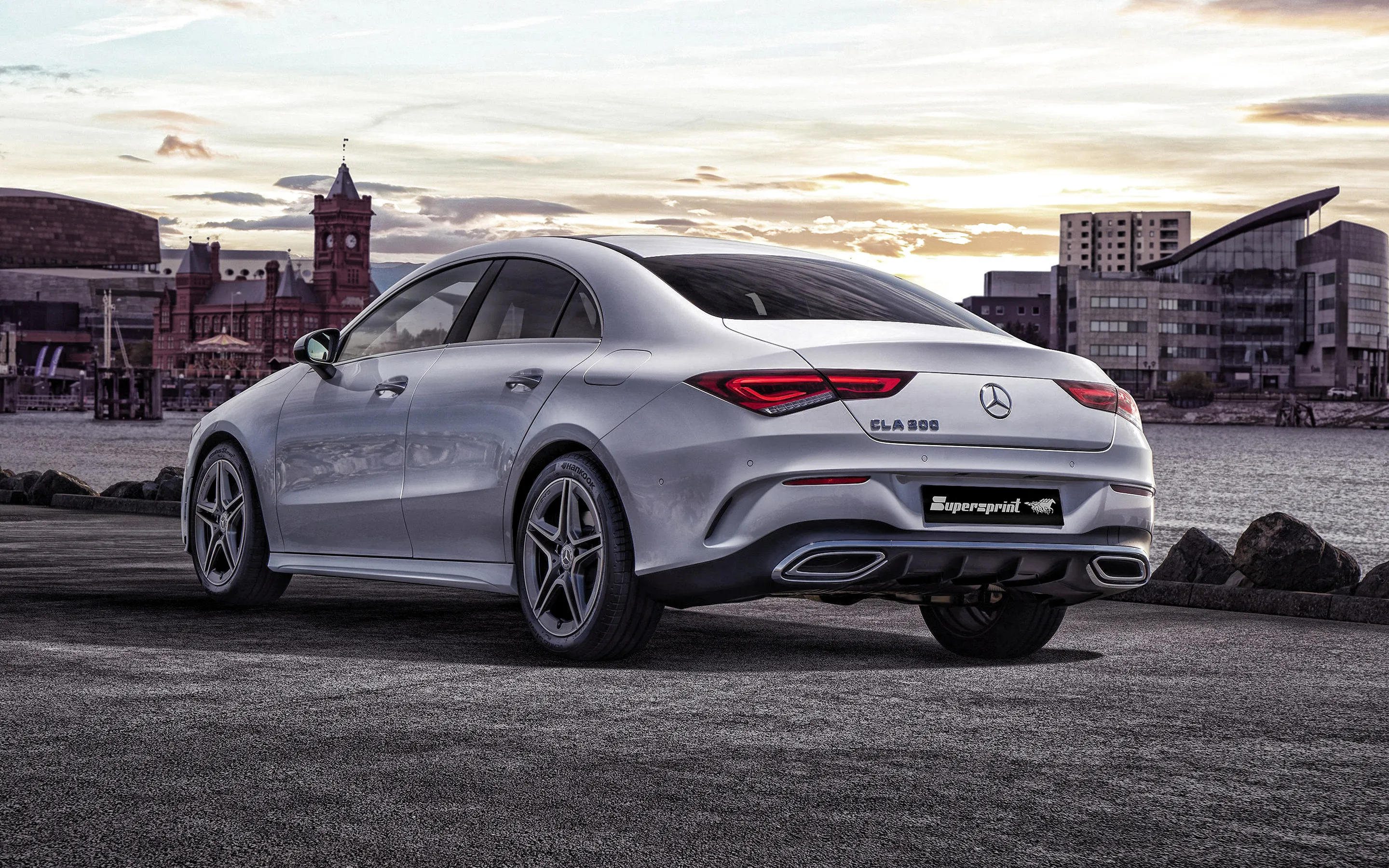 White Mercedes Coupe Ready for Scenic Sunrise Drive image