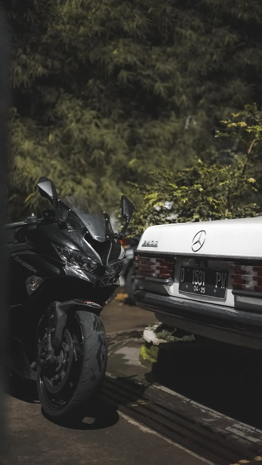Wrecked Classic Mercedes Benz in Forest Crash Scene image